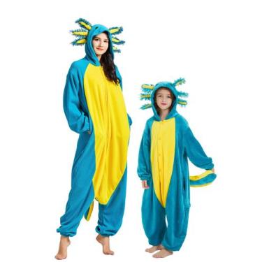 Imagem de Pijama DELEY, macacão Axolotl azul unissex para adultos