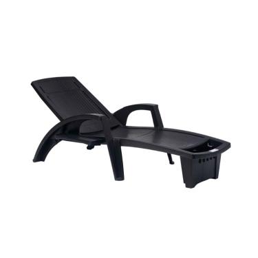 Imagem de Espreguiçadeira Sole Reclinável Preta em Polipropileno com Proteção UV Pisani
