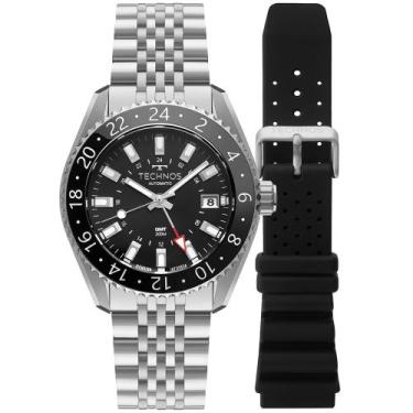 Imagem de Relógio Technos Masculino Automatico GMT Prata - NH34AA/T1P