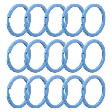 Imagem de Argola Italiana Chaveiro Artesanato 28mm Lembrancinha Chave Azul bebe 