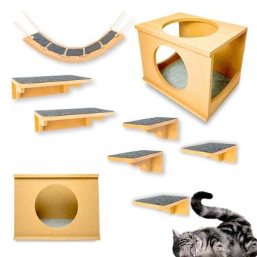 Imagem de Playground Para gato MDF 15mm REFORÇADO CRU 9pcs Parque Para Gatos Já 
