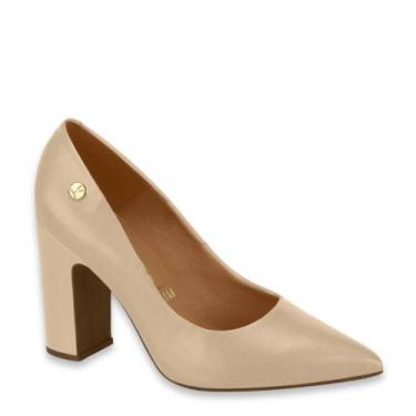 Imagem de Sapato Scarpin Feminino Vizzano Salto Grosso Alto 1285.400, Bege pelic