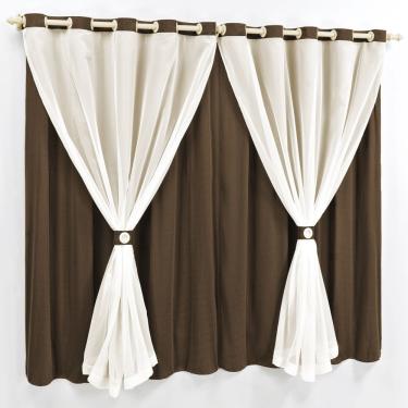 Imagem de Cortina 2 Mts Sala Quarto Malha com Voal Trilho Suisso Baratissima Tabaco