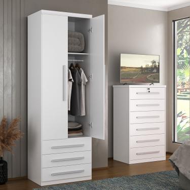 Imagem de Guarda-Roupa 2 Portas 3 Gavetas Modular 1303 Ilan Branco