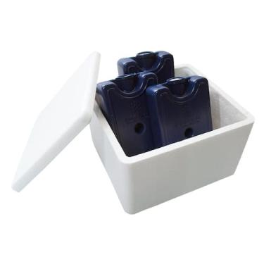 Imagem de Kit Caixa Isopor Térmica 1,5L Litro e 3 Gelo Rígido 200ml - Gelotech