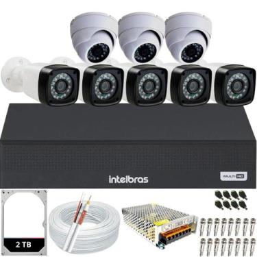 Imagem de Kit 8 câmeras Full HD 1080p infra 20m DVR Intelbras 8 canais Mhdx 1108