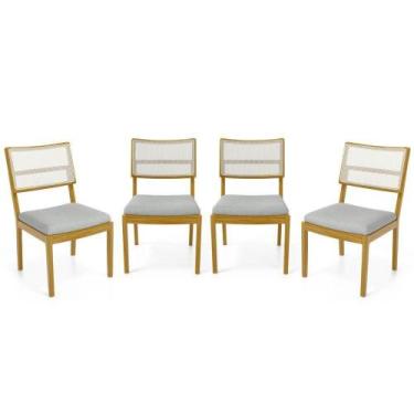 Imagem de Kit Com 4 Cadeiras Milena Madeira Maciça Assentos Estofados Encostos D
