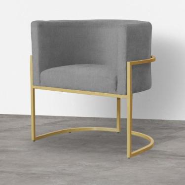 Imagem de Poltrona Decorativa Luna Base Dourada - Straso, Suede Cinza