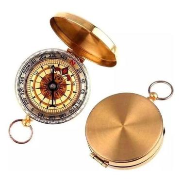 Imagem de Bússola Tipo Relógio Bolso Bronze Luz Fosforescente - NORVIX