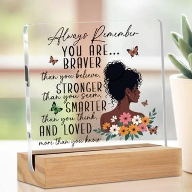 Imagem de Presentes inspiradores para amigas, lembretes motivacionais citações decoração de mesa placa de acrílico 10 x 10 cm, afirmações positivas, utensílios de mesa, acessórios de cubículos, decoração de