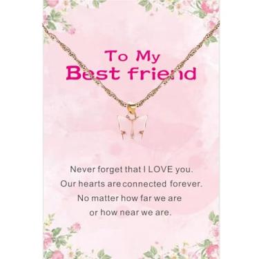 Imagem de Colar de melhor amigo, presente para namorada, pingente de borboleta, para mulheres, colares da amizade, presentes de Dia dos Namorados, One Size, Aço inoxidável, Sem Pedra Preciosa