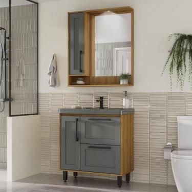 Imagem de Gabinete De Banheiro Com Cuba E Espelheira 80cm Multimóveis - MULTIMOV