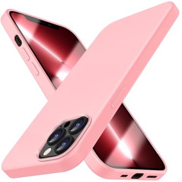 Imagem de Capa compatível com iPhone 13 Pro, capa fina de silicone líquido, capa protetora à prova de choque, capa de telefone com forro de microfibra macia antiarranhões (rosa)