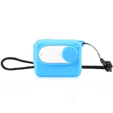 Imagem de Capa de silicone para carregamento de câmera Insta360 GO 3 PULUZ com tampa de lente e alça (azul)