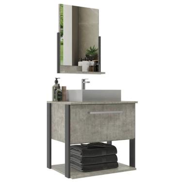 Imagem de Conjunto Para Banheiro Medelin Balcão Com Espelheira 60 Cm - Concreto Grafite Concreto Grafite