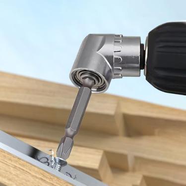 Imagem de Adaptador de broca de ângulo reto, haste sextavada de 1/10.2 cm, conversor de extensão de 90 graus para furadeira elétrica, suporte de broca angular (prata)