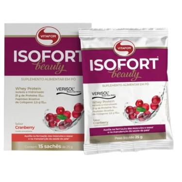 Imagem de Isofort Beauty Whey Protein Cranberry 25g Vitafor 15 Sachês