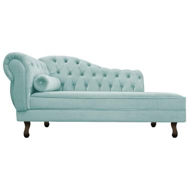 Imagem de Diva Recamier Diana 140cm Lado Direito Suede Azul Tiffany