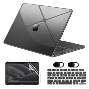 Imagem de Capa Macbook Pro 14,2'' A2442/A2779/A2992/A2918/A3112/A3185/A3401(2021-2024), Vem Com Película de Teclado, Película de Tela Hidrogel e Tampa Protetora para Câmera (Transparente Preto)