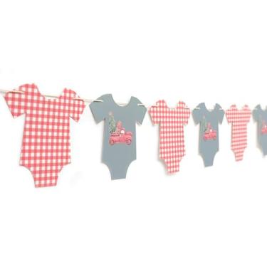 Imagem de Body de Natal Faixa de chá de bebê - Decoração de chá de bebê de caminhão de Natal, guirlanda de inverno vermelha e verde, decoração de revelação de gênero de feriado (banner-2)