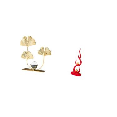 Imagem de Fenteer Escultura de Folhas em Resina para Estante, Ideal para Aniversário, Inauguração de Casa, Decoração de Quarto, Festas E Mesa. Enfeite Moderno de Chamas