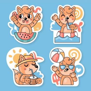 Imagem de Adesivos de Animais Para Quarto Infantil Coleção Summer Kawaii Decorativos para Paredes e Cadernos 30x30cm
