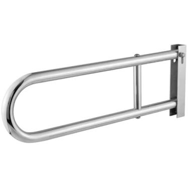 Imagem de Barra De Apoio Para Banheiro Articulado Inox Alça Lateral Articulada Para Idosos Deficientes Gestante Corrimão Vaso Sanitário(80cm)