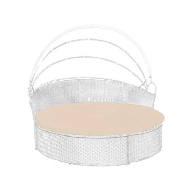 Imagem de FSJITF Capa de sofá-cama redonda à prova d'água à prova de sol para área externa, almofada de sofá redonda para móveis de pátio, capa apenas (bege, 190 cm)