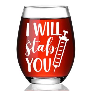 Imagem de Ymzkpoa Presentes engraçados de agradecimento para enfermeiras, profissionais de saúde, RN, estudantes de enfermagem, I Will Stable You, taça de vinho sem haste, presentes de agradecimento aos