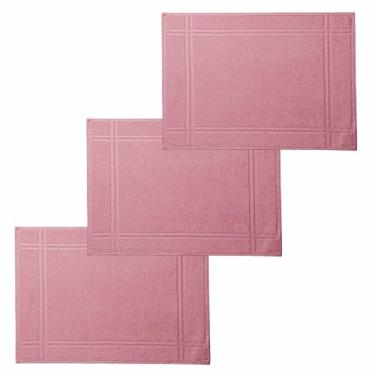 Imagem de Tapete de Banheiro Karsten, 100% Algodão, Kit 3 Peças - Rosa Retrô
