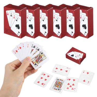 Imagem de Grevosea 6 Decks Mini Playing Cards Party Favor Small Playing Tiny Cards Deck Miniature Traveling Poker Deck Card Great Novelty Gift for Party Game Supply 2.2 x 1.6 Inch