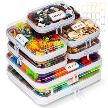 Imagem de 9 Pack Clear Hard Shell Zipper Case for Storage,2L+2S+5mini Plastic Clear Zipper Case for Travel Organizer,Waterproof Cosmetic Bag,Toiletry Pouch,Toy Storage Bins