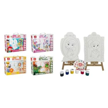 Imagem de Kit Quadro De Pintura Infantil Com Tinta Cavalete E Pincel (Princesa, 1)