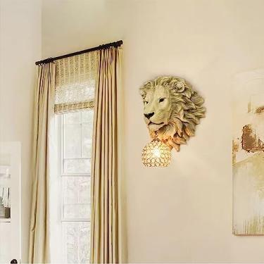 Imagem de Luminária de parede Leão de Arte Contemporânea Personalizada e Criativa para Sala de Estar, Quarto, Escritório, Casa de Campo, Quarto Infantil, Corredor de Hotel, Luz LED (Estilo 10)