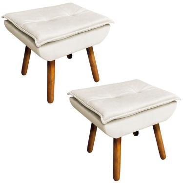 Imagem de Kit 2 Puff'S Decorativos Pés Palito Charger Veludo Bege G19 - Gran Belo