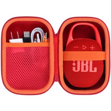 Imagem de Lebakort Capa rígida compatível com alto-falante Bluetooth portátil JBL Clip 5 Clip 4 (capa vermelha)