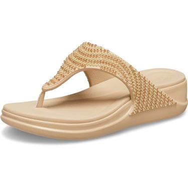 Imagem de Crocs Sandália feminina Boca Bling Flip Wedge Platform, Chai, 37