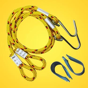 Imagem de Corda Cabo Extensor Alongador mais Protetor de punho | Rede De Descanso e Dormir | (KIT Corda 100cm + Protetor de Punho) | 5 PONTOS@ (Amarelo, 100cm)