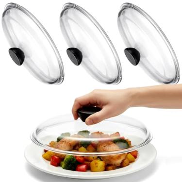 Imagem de LemonRoad Pacote com 3 capas de vidro para respingos de micro-ondas de 25,4 cm para alimentos, tampa de vidro para panelas e utensílios de cozinha, tampa para respingos de alimentos de micro-ondas com