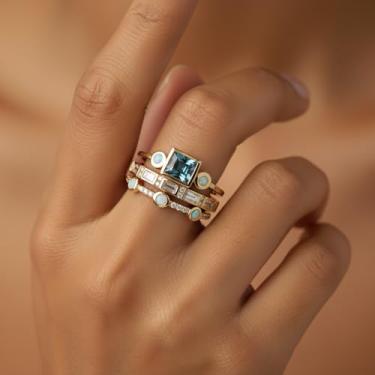 Imagem de 1 anel quadrado geométrico incrustado brilhante para mulheres requintadas joias finas vida diária namoro decoração para festa de formatura, Cobre, Sem pedra preciosa