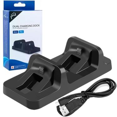 Imagem de Carregador de controle PS4 com estação de carregamento dupla para controles sem fio DualShock Playstation 4 (PS4, PS4 Pro, PS4 Slim)
