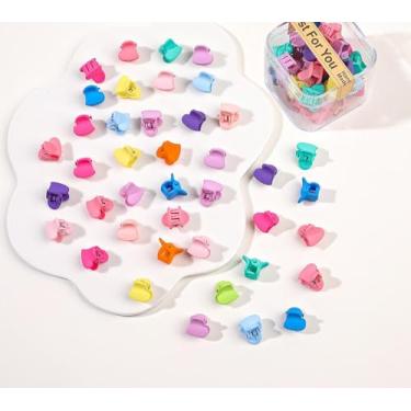 Imagem de 40 peças de grampos de cabelo para mulheres - Mini clipes de garra em forma de coração, lindas garras coloridas para penteados grossos finos médios finos, acessórios de cabelo de plástico durável para