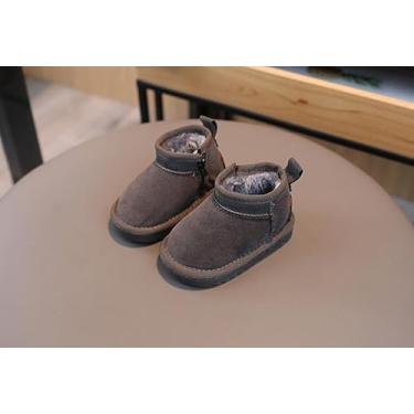 Imagem de Botas de inverno para meninos e meninas, sapatos macios e quentes, botas de neve para crianças pequenas, Cinza, 18