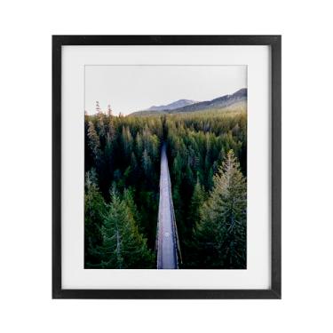 Imagem de Stupell Industries Impressão emoldurada branca ponte entre pinheiros sob vidro, design de Jared Kreiss, 53 x 43 cm