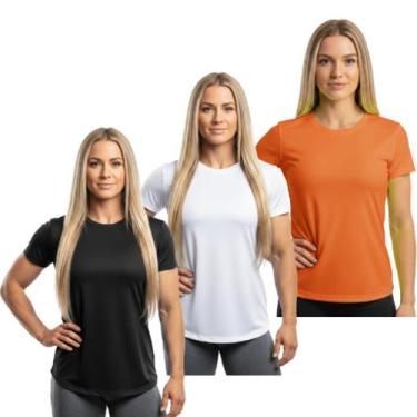 Imagem de Kit 3 Camiseta Feminina Dry Fit UV Academia Treino Fitness Esporte - T