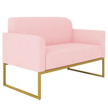 Imagem de Poltrona Namoradeira 2 Lugares Industrial Dourada Rosa Bebê