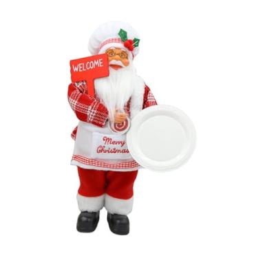 Imagem de Generic Estatueta de Papai Noel de 40 cm (15,75") em pé, peça central para mesa, enfeite de Natal para escrivaninha, prateleira ou lareira, Bandeja Branca