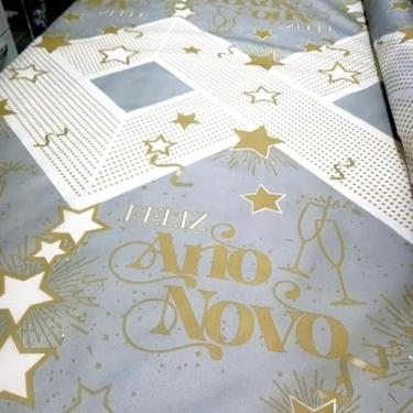 Imagem de TNT Feliz Ano Novo Prata e Ouro Festas Fim de Ano 3,00m X 1,40m