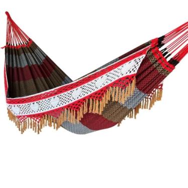 Imagem de Rede De Descanso Dormir Casal Luxuosa Premium Gigante (VERMELHO CARAMELO BEGE)