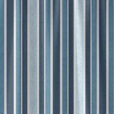 Imagem de Cortina para Box de Banheiro, Listras Azuis Verticais, Poliéster, 198x180cm, com Ganchos